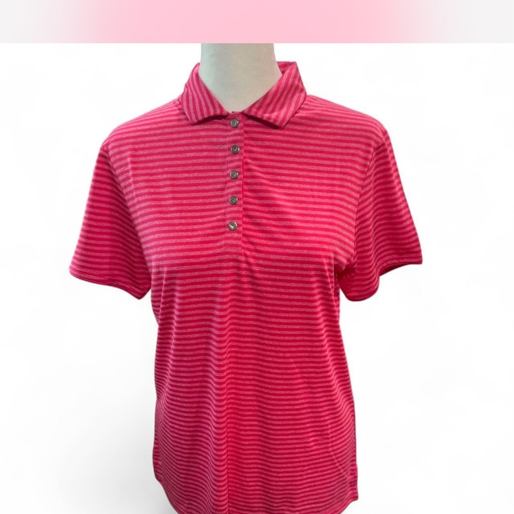 Callaway Pink Striped Golf Polo
